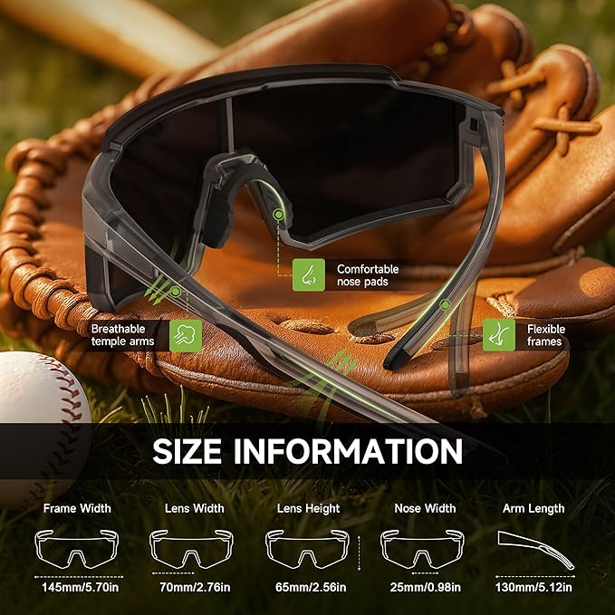 3 Pack Polarized Sunglasses for Men Women, Sports Mens Sunglasses with UV Protection for Baseball Cycling Running