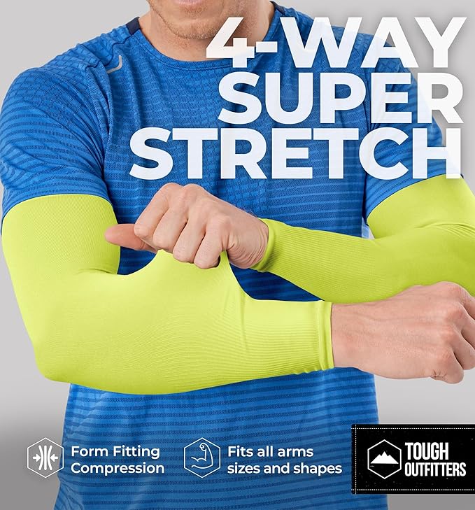 Tough Outdoors UV Arm Sleeves for Men Women - Sun Protection Sleeves - Compression Golf Baseball Cooling Tattoo Arm Sleeve
