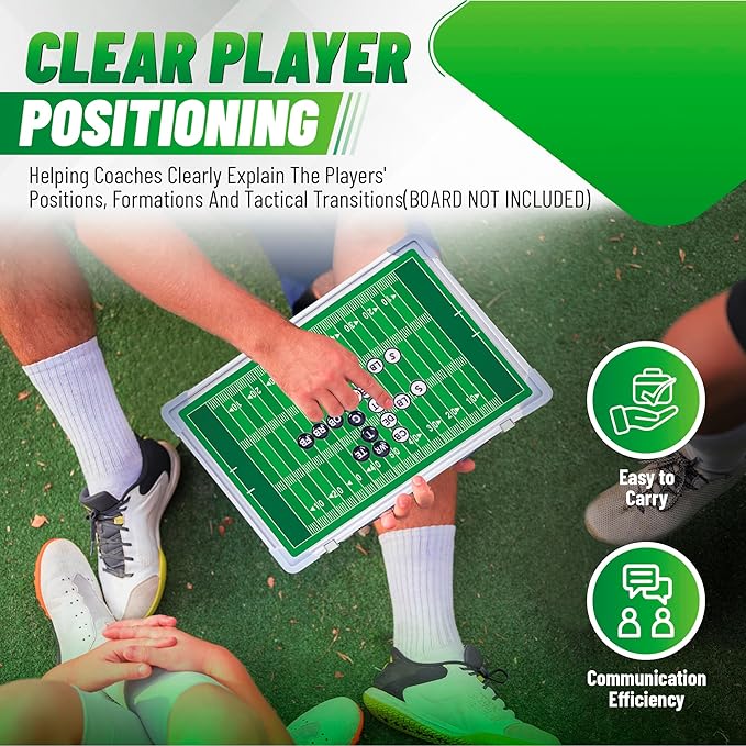 ZPU 24 Picese Football Magnets Set with 2 Dry Erase Black Marker Pens, 2 Red Marker Pens, 1 Storage Bag, Tactics Strategy Board Coaches Clipboard Accessories (Board NOT Included)