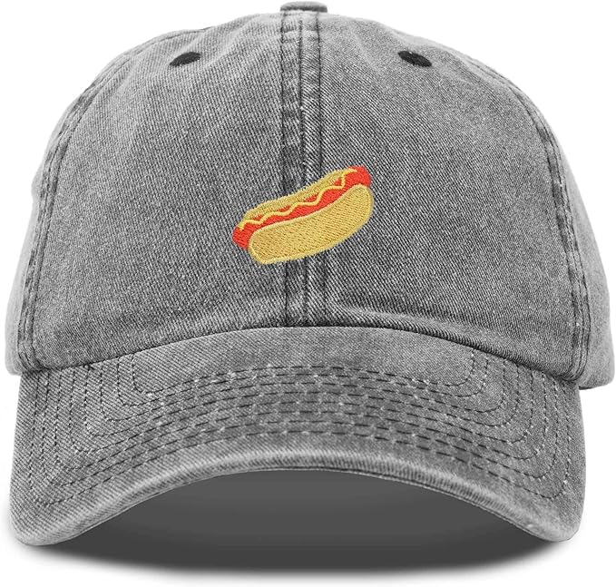 DALIX Hot Dog Hat Embroidered Mens Womens Baseball Cap