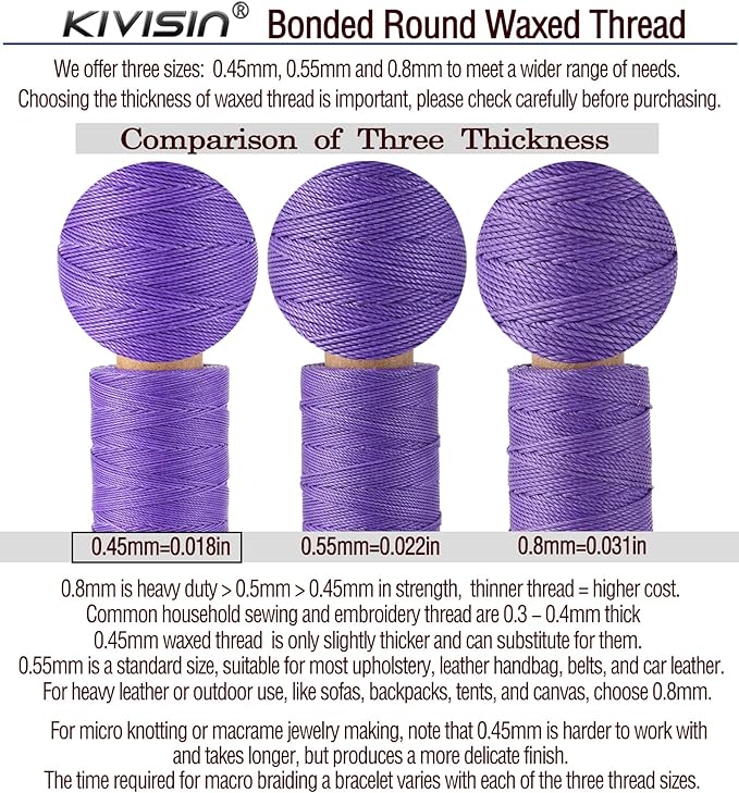 12 Multicolor Round Waxed Thread, 0.45mm Thin and Stiff Wax Strings, 110 - Image 4