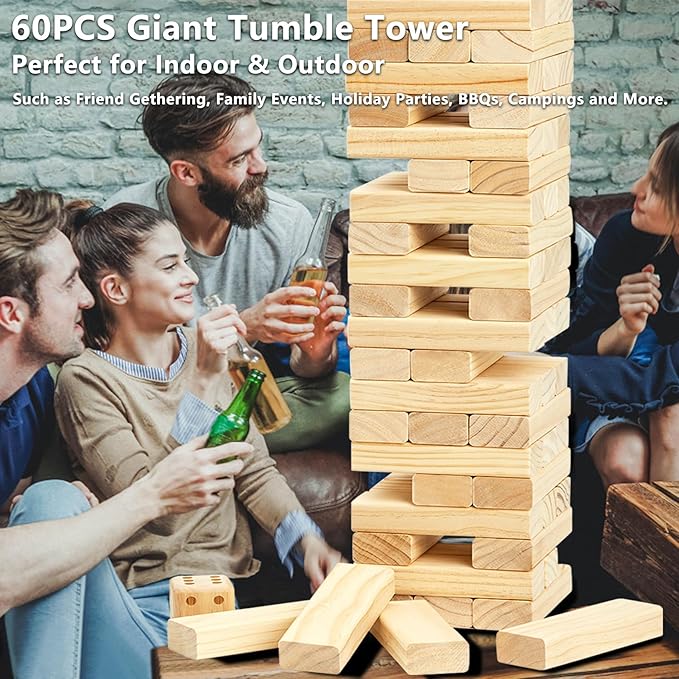 ApudArmis Giant Tumble Tower Stack to Over 5.2Ft, Classic Block Giant Outdoor - Image 9