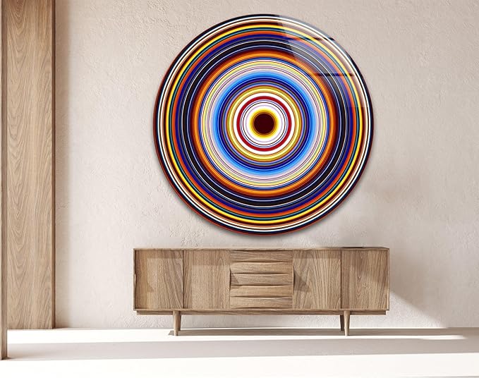 My Photostation.com 10'' Diameter Colorful Concentric Circles Round Glass Wall - Image 4