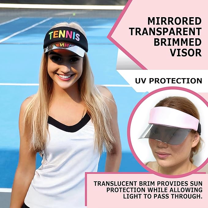 Funky Junque Women's UV 50 Adjustable Sun Visor - Golf Tennis Pickleball - Sports Themes Solid Colors Easter Pastels