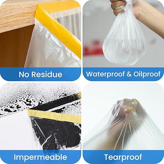 TAPEBEAR Pre-Taped Masking Film 5feet x 90feet, Plastic Cover - Image 6