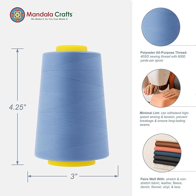 Mandala Crafts 4 Pack of Serger Threads Cones Spools - Image 3