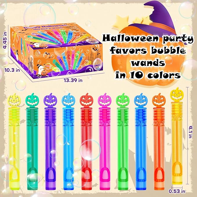 300 Piece Halloween Party Favor Bubbles, Halloween Bubble Wands Bulk - Image 3