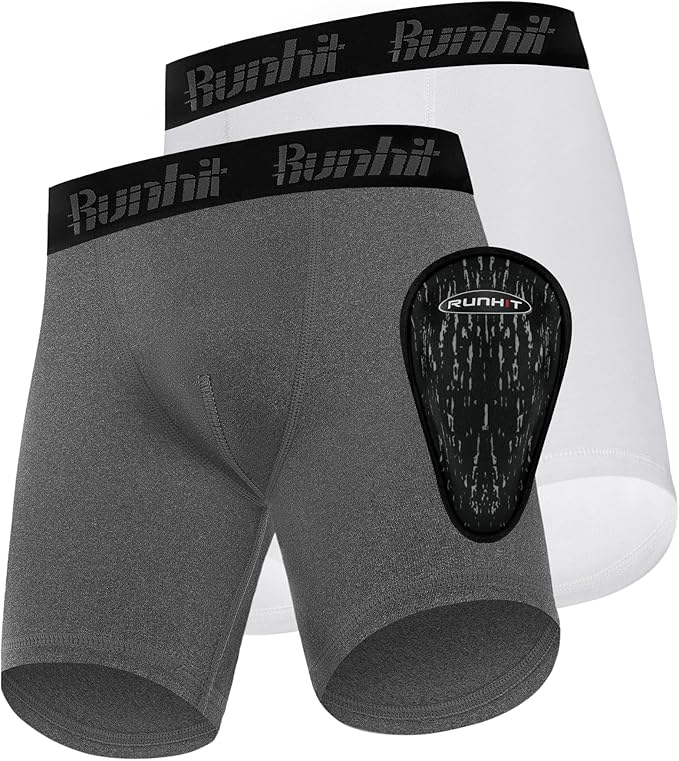 Runhit Boys Cup Underwear for Baseball Football, Youth Compression Shorts with Soft Protective Athletic Cup Boxer Brief