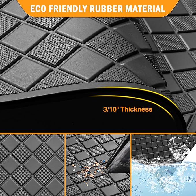 8mm Heavy Duty Rubber Golf Cart Floor Mat,Upgraded Full Coverage Liner Mat for Club Car Precedent 2004-2025,Onward&Tempo 2017-2025,Villager & V4L 2019-2025,Non-Slip Textured,Black Trim