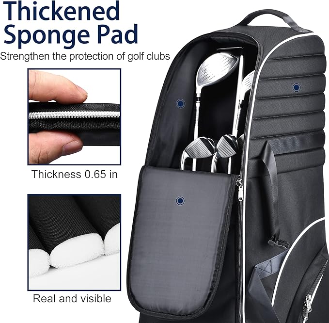 Partage Golf-Reisetasche mit Rollen, Golf-Reisetasche fr Fluggesellschaften, 900D strapazierfhiges Oxford-Gewebe, Schwarz