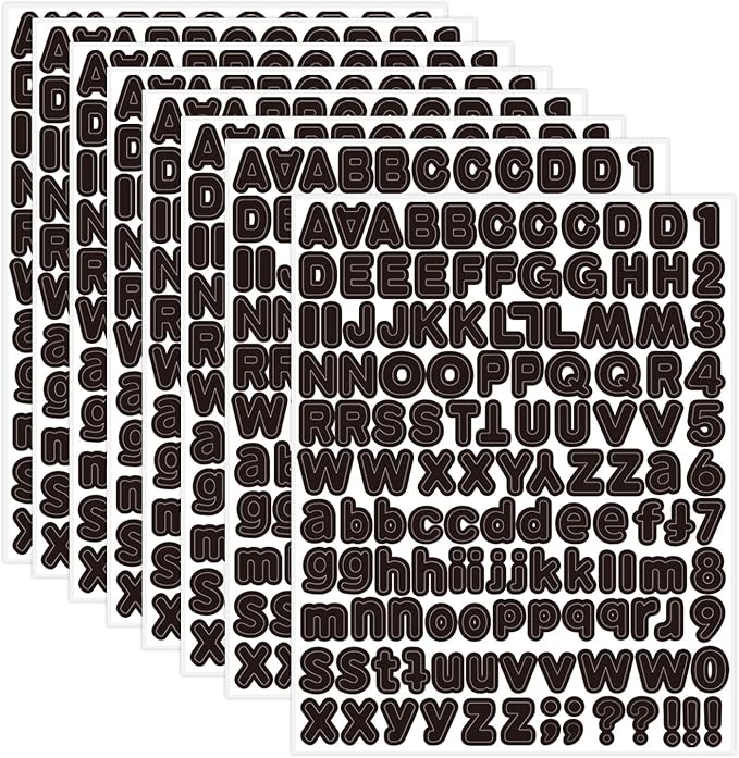Letter Sticker, 1/2 inch 10 Sheets Black Alphabet Sticker, Self Adhesive Vinyl by Starboling
