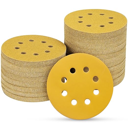 100PCS 5 Inch 8 Hole Sanding Discs 600 Grit by POTUINOM