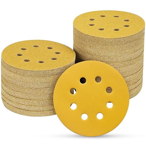 100PCS 5 Inch 8 Hole Sanding Discs 600 Grit by POTUINOM