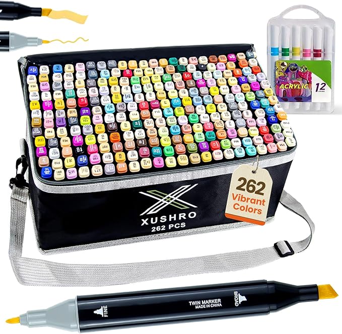 262-Piece Dual Tip Alcohol Markers Set by Unknown