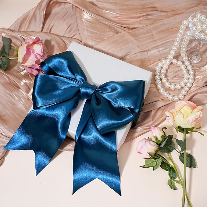 LaRibbons Navy Satin Ribbon 3 Inch 10 Yards Double Faced Luxury Navy Silk Ribbon - Image 6