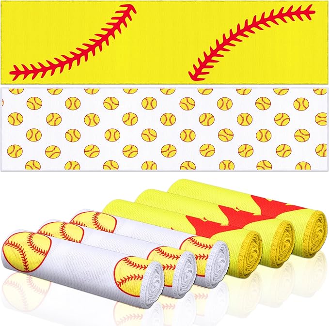 FuWeave 6 Pcs Sports Cooling Towels Baseball Basketball Softball Breathable Soccer Football Volleyball Microfiber Ice Towel Fast Drying for Party Favors Team Gift (Softball,40 x 12 Inch)