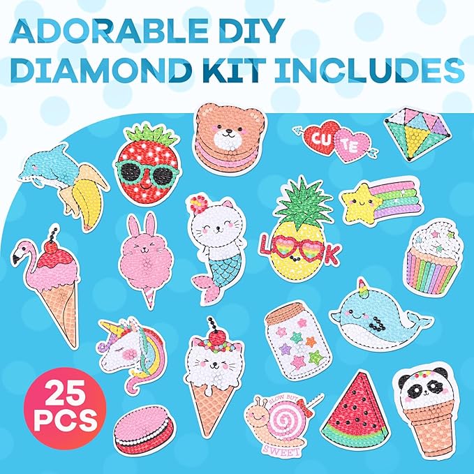Cymbana 5D Painting Diamond Stickers Kits 25 Pcs Diamonds Dots Arts and Crafts - Image 2