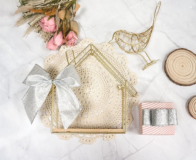 CT CRAFT LLC Glitter Wired Ribbon 2.5" x 10 Yards Silver - Image 4