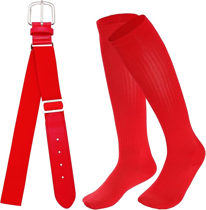 Dxhycc Youth Baseball Socks and Belt Combo Set Softball Baseball Socks and Elastic Waist Belt for Youth Boys Girls
