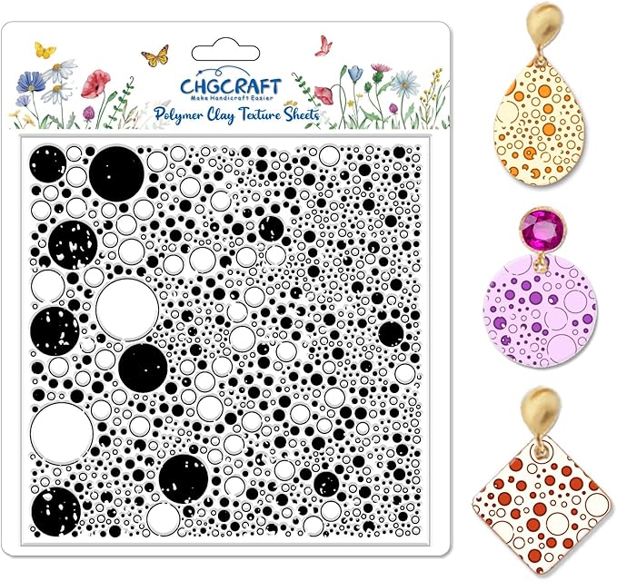 CHGCRAFT Retro Polka Dots Polymer Clay Texture Sheets Bubble Geometric Silicone by chgcraft