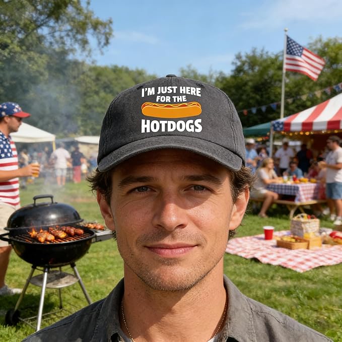 I'm JUST HERE for The Hotdogs Hats for Men Baseball Caps Trendy Washed Workout Hats Light Weight