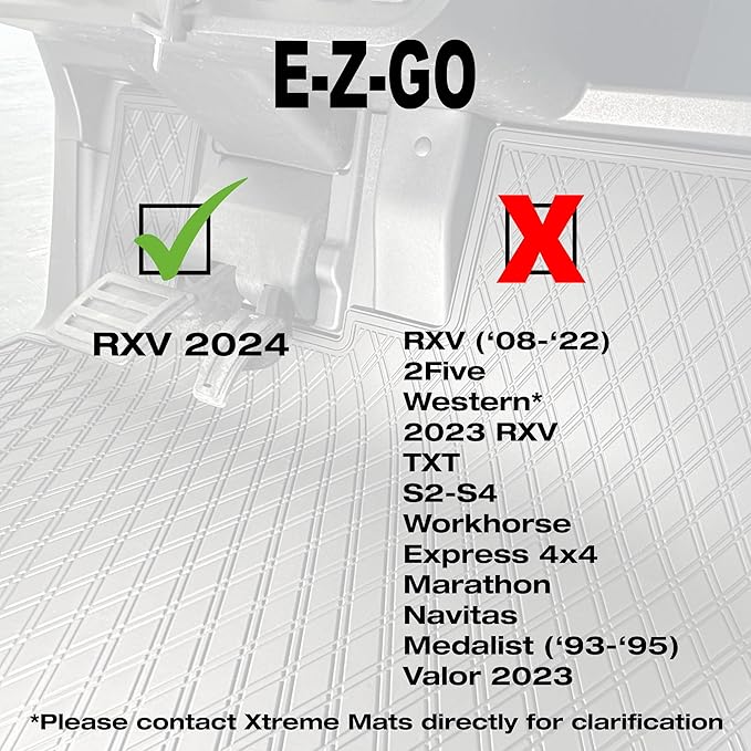 Golf Cart Floor Mat for E-Z-GO RXV (2024+) & Valor (2024+), All Trim Levels by Xtreme MATS Golf (Blue Trim)