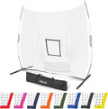 GoSports 7 x 7 ft Baseball & Softball Nets - Available in Team Colors - Batting & Pitching Net with Strike Zone
