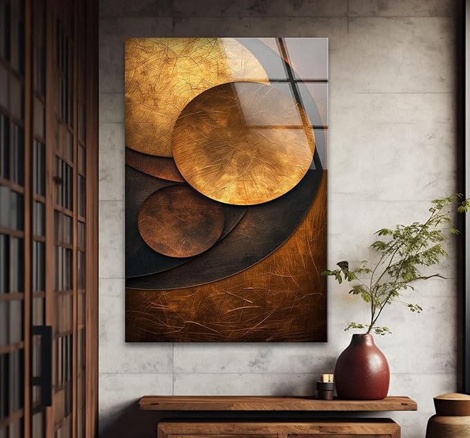 My Photostation.com 32Wx48H'' Bronze Art Deco Geometric Motifs Glass Wall Art - Image 7
