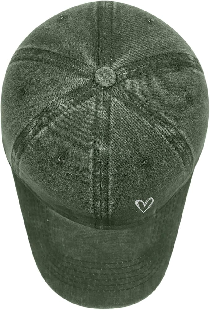 Pairxily Vintage Heart Embroidered Baseball Cap Distressed Adjustable Hat for Women Low Profile Dad Hats Unisex Cotton Cap