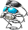 3 Pack Polarized Sports Sunglasses for Men, Mens Sunglasses Wrap Around UV Protection for Cycling Fishing Driving
