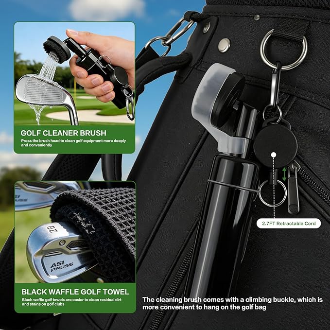 30Pcs Golf Accessories Kit with Towel, Club Brush & Groove Cleaner, Golf Balls, Tees, Score Counter, Ball Line Marker Tool, Divot Repair Tool Color Ball Markers Pen–Golf Gift for Men Golfers