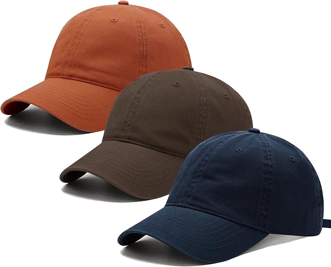 3 Pack Washed Plain Vintage Baseball Cap Cotton Adjustable Twill Bulk Low Profile Classic Dad Hat for Men/Women