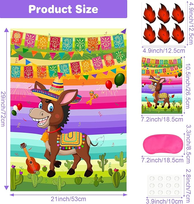 ASTARON Pin The Tail on The Donkey Mexican Donkey Game - Image 3
