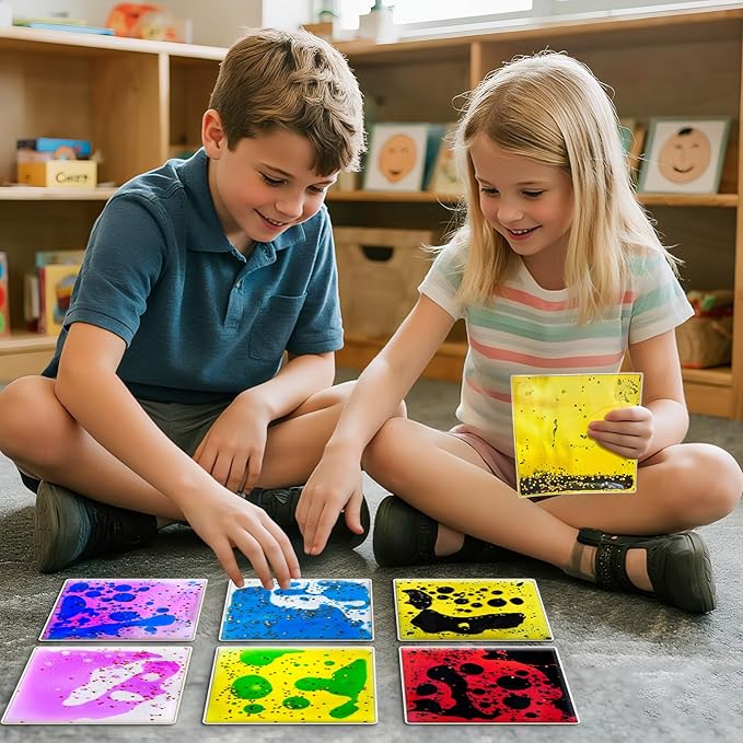 Squishy Liquid Sensory Tiles for Kids – 6" Soft Colorful Tactile Play Pads - Image 6