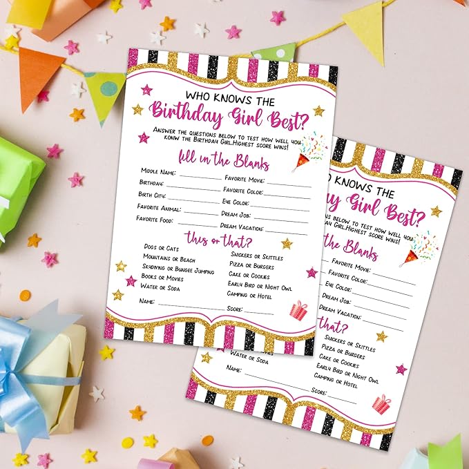 20 Pieces Who Knows The Birthday Girl Best Game Cards - Image 4