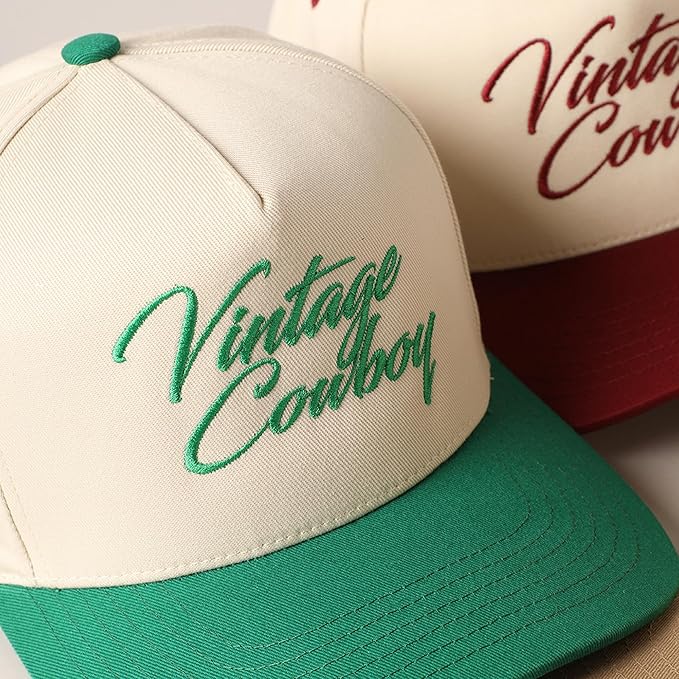 MIRMARU Two-Tone Vintage Canvas Trucker Hats for Men & Women, Adjustable Size Baseball Caps with Trendy Embroidered Design