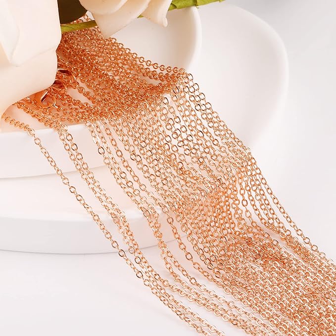 ALEXCRAFT Wholesale 12PCS Rose Gold Plated Solid Brass Chain Hypoallergenic - Image 6