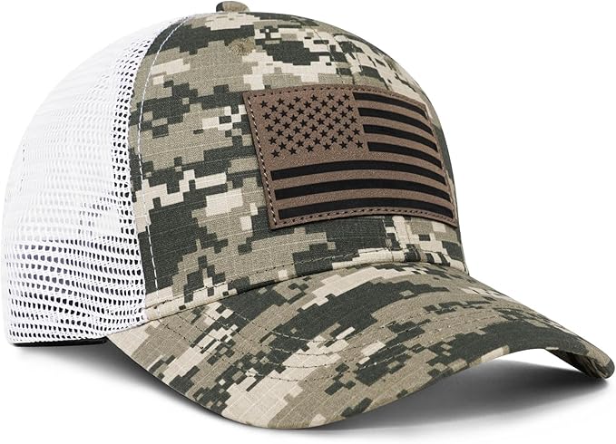 American Flag Trucker Hat - Snapback Hats for Men Women Baseball Cap - Breathable Mesh & Adjustable Fit for Casual Wear