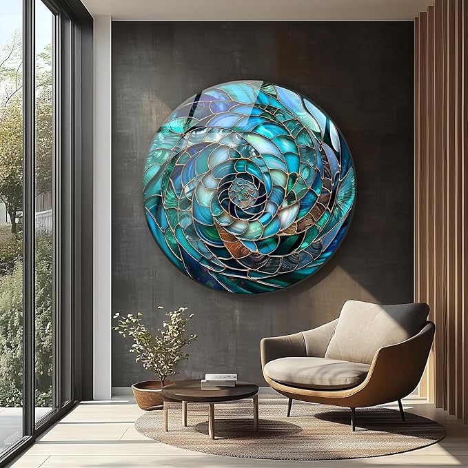 My Photostation.com 24'' Diameter Ocean Vortex Spiral Round Glass Wall Art - Image 7