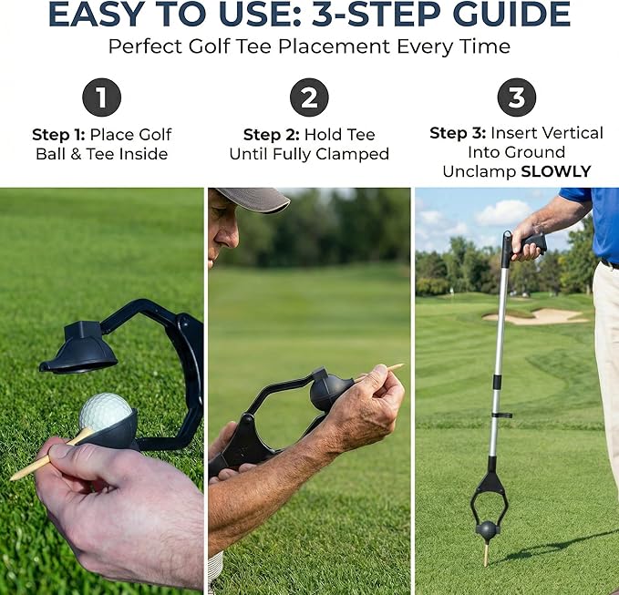 Golf Ball Teeing Aid Device For Seniors V2.0 | Golf Ball Dispenser Eliminates Bending | Motorless Golfing Dispenser Tees Up Your Golfing | Adaptive Gifts For Seniors | Foldable Tee Assistant