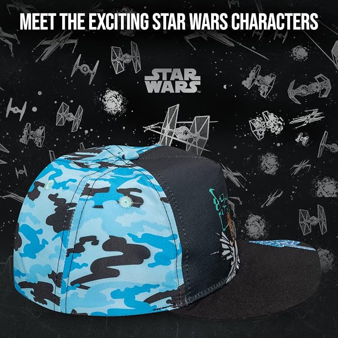 Star Wars Classic Embroidered Logo Flatbrim Baseball Cap Hat, Boys Youth