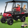 Golf Cart Enclosure 4 Passenger Extended Roof for EZGO/Club Car/Yamaha/ICON, Fits 2+2 Seater Model, 600D Waterproof Rain Cover with Clear PVC Windows and 4-Sided Roll-Up Zipper Doors