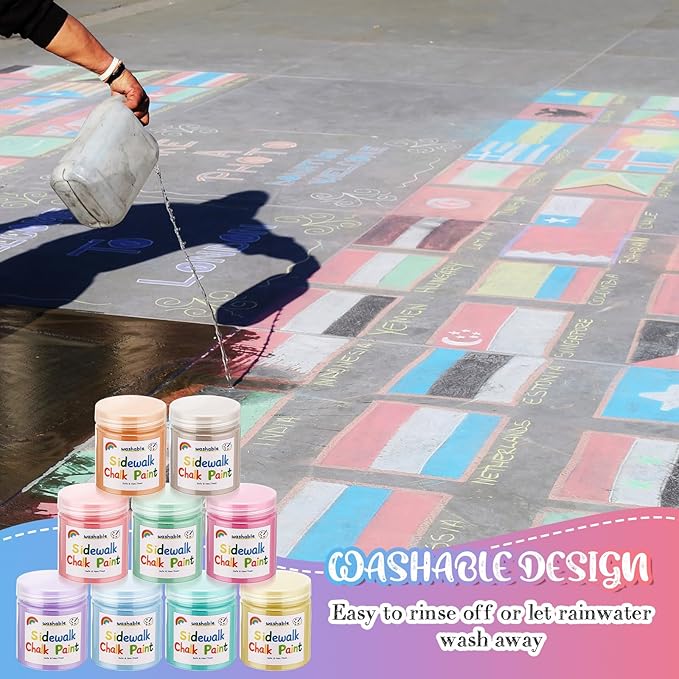 Faccito 9 Pcs Sidewalk Chalk Paint Kit Non Toxic Paint Washable Powdered Chalks - Image 5