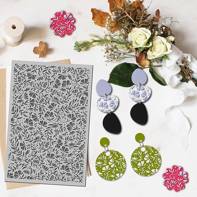 Arbuya Swirls Flowers Blossom Polymer Clay Texture Mat - Image 4