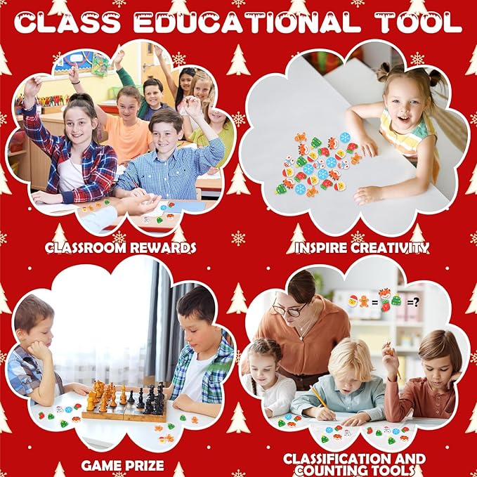 42 pcs Christmas Erasers for Kids Bulk Large Cute Snowflake Christmas Tree - Image 4