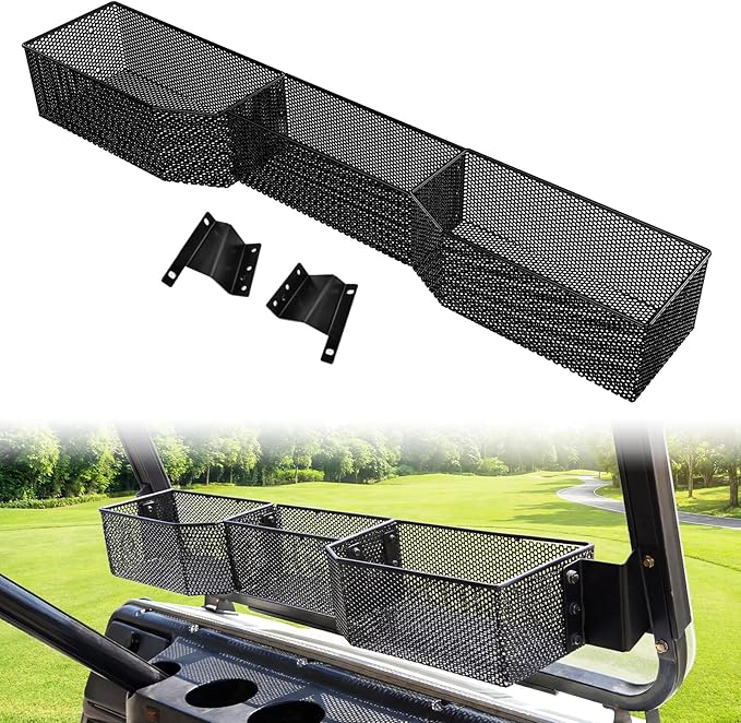 Golf Cart Front Inner Basket for EZGO TXT RVX VALOR Yamaha G29 Drive2 G16-G22 Club Car DS Tempo Modular Mesh Storage Tray Organizer for Extended Space (Club Car DS 2001+)
