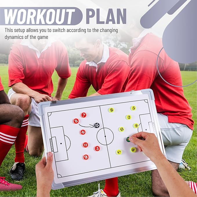 ZPU Soccer Coaching Board, Magnetic Soccer Whiteboard for Coaches, Soccer Tactics Clipboard with Dry Erase, Marker Pen, Magnets and Storage Bag, for Teaching and Game Plan