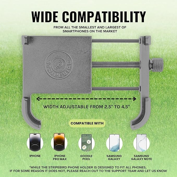 Stripebird - Magnetic Golf Cart Phone Holder - US Patented, Neodymium N52 Magnets - Golf Cart Phone Mount for iPhone & Samsung - Slim Golf Caddy Accessories for Men & Women