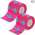 TrelaCo Wrist Tape Baseball Cross Athletic 2in x 23ft Cotton Cross Wrist Tape Serrated Edges for Fingers Ankles Injury Wrap, Football Baseball Hockey Soccer (2 Pcs,Rose Red)