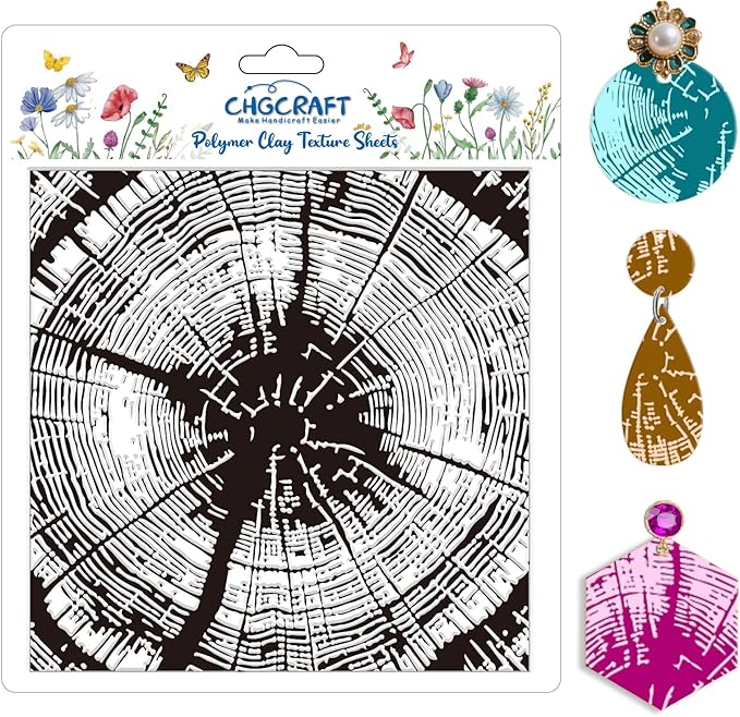 CHGCRAFT Tree Rings Polymer Clay Texture Sheets Tree Pattern Silicone Texture by chgcraft